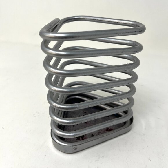 Vintage 1996 Furio Coil Pen Pencil Cup Holder Desk Office Organizer Silver 4.5” - Picture 2 of 7